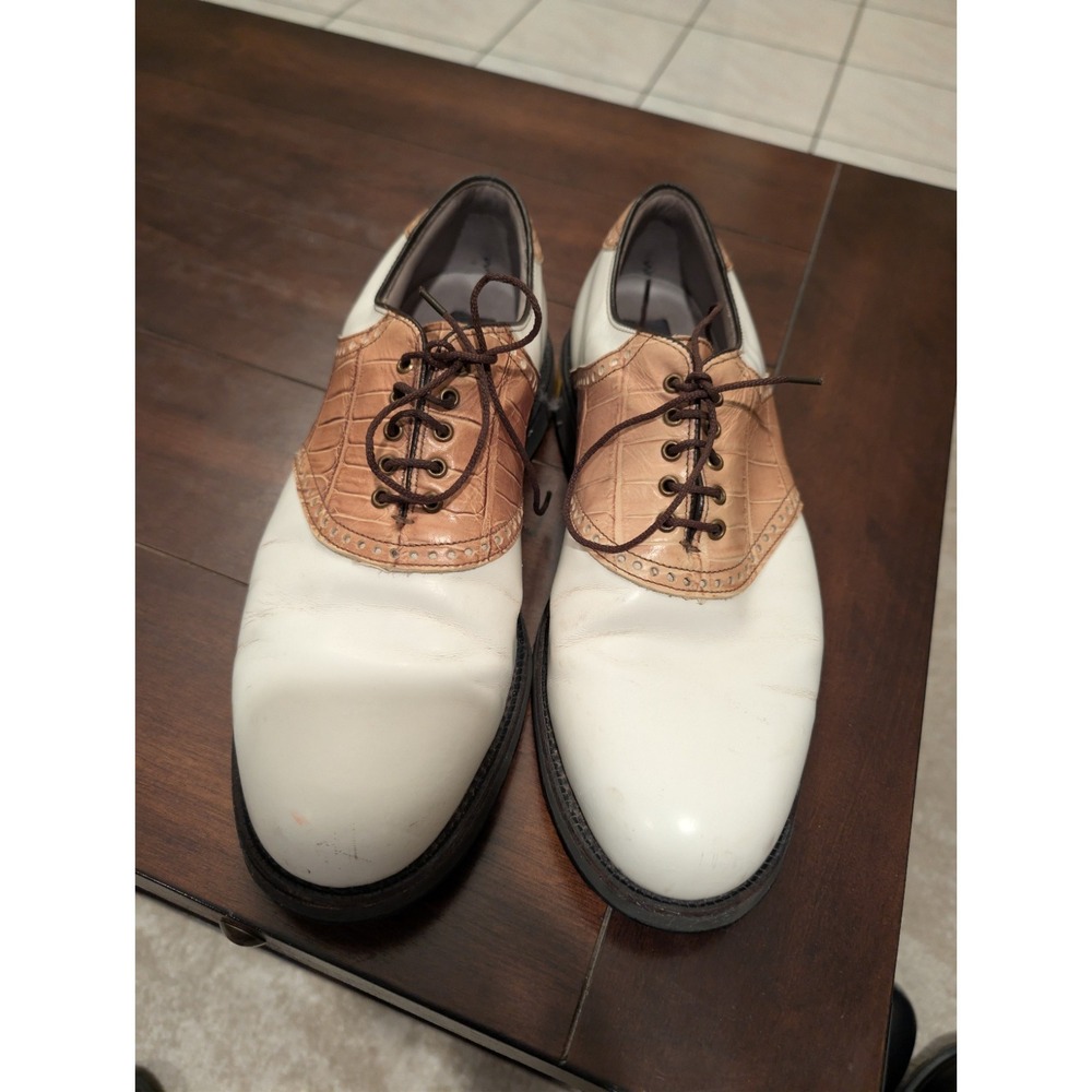 Footjoy Classics Dry Premiere Mens Golf Shoes 50634 WH/TAN Croc 10.5D
